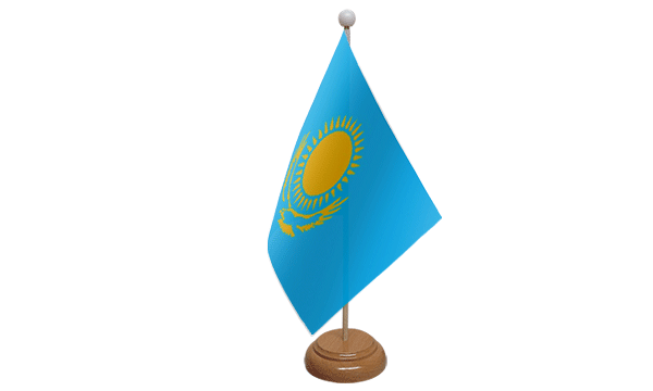 Kazakhstan Small Flag with Wooden Stand